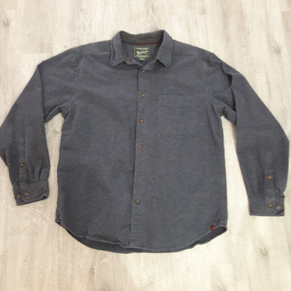 Vintage Woolrich Mens Shirt L Midnight Blue Heavy Flannel Thick Button Up Shirt